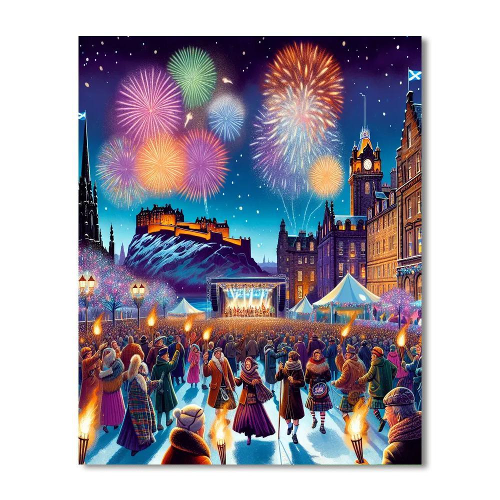 Hogmanay New Year's Eve - Edinburgh, Scotland Number Painting