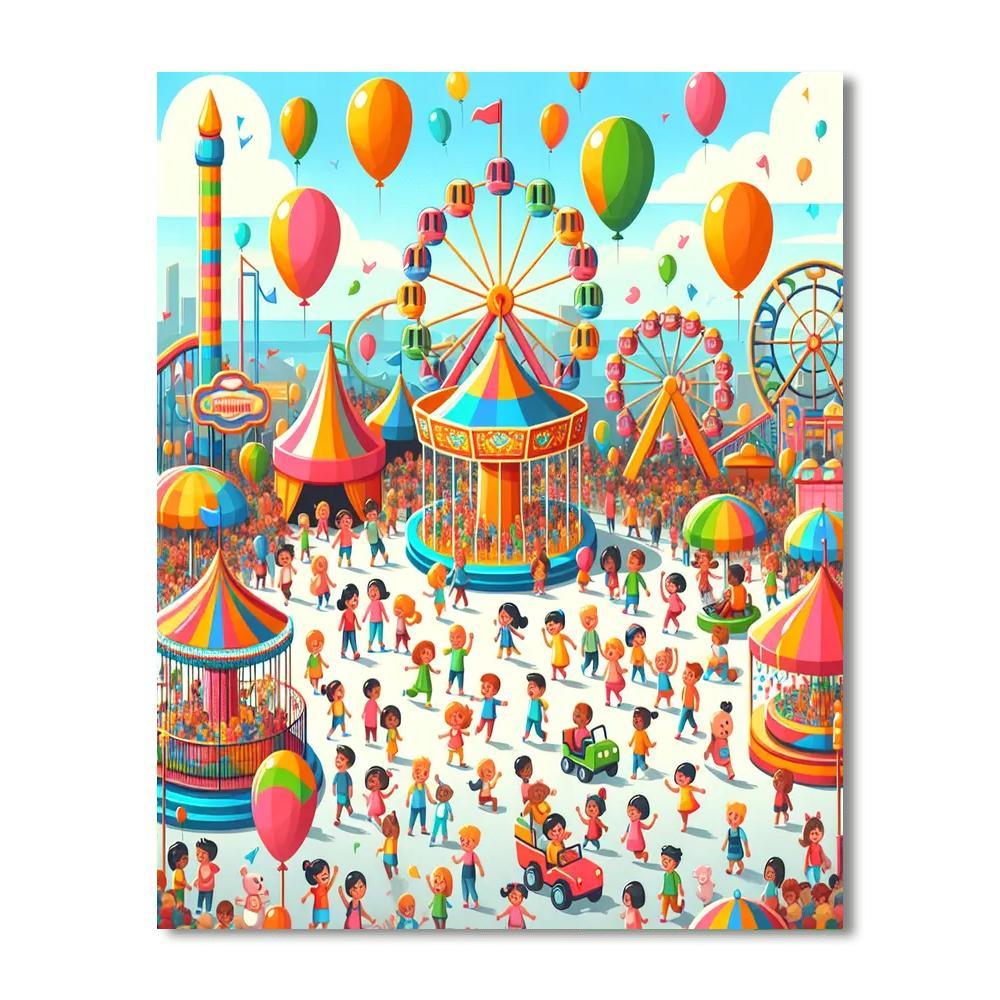 Fun Times At The Amusement Park Painting By Numbers Kit