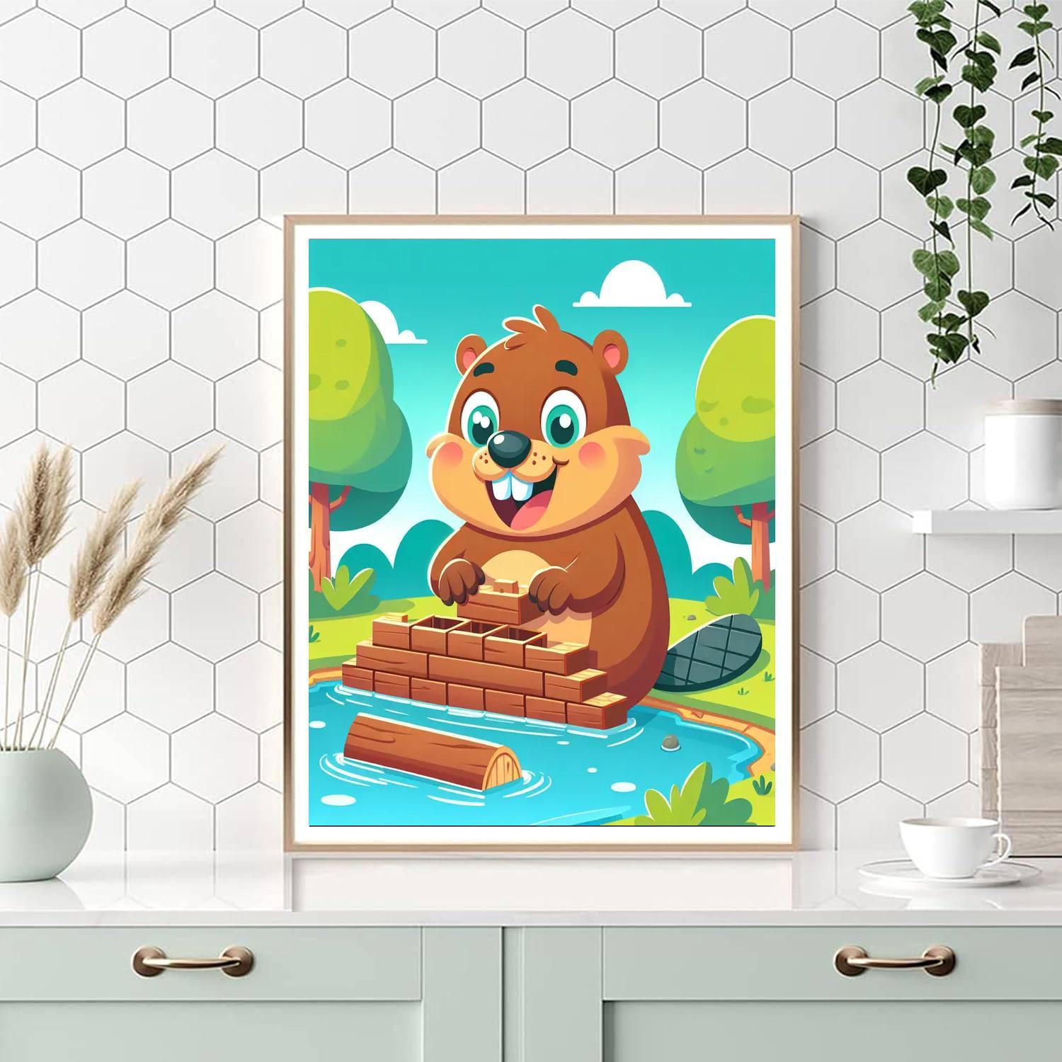 Bubbly Beaver Painting Number Kit