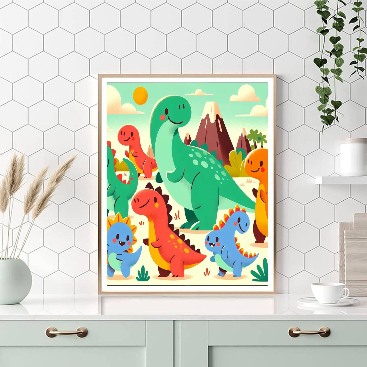 Funky Dinosaur Dance Number Painting