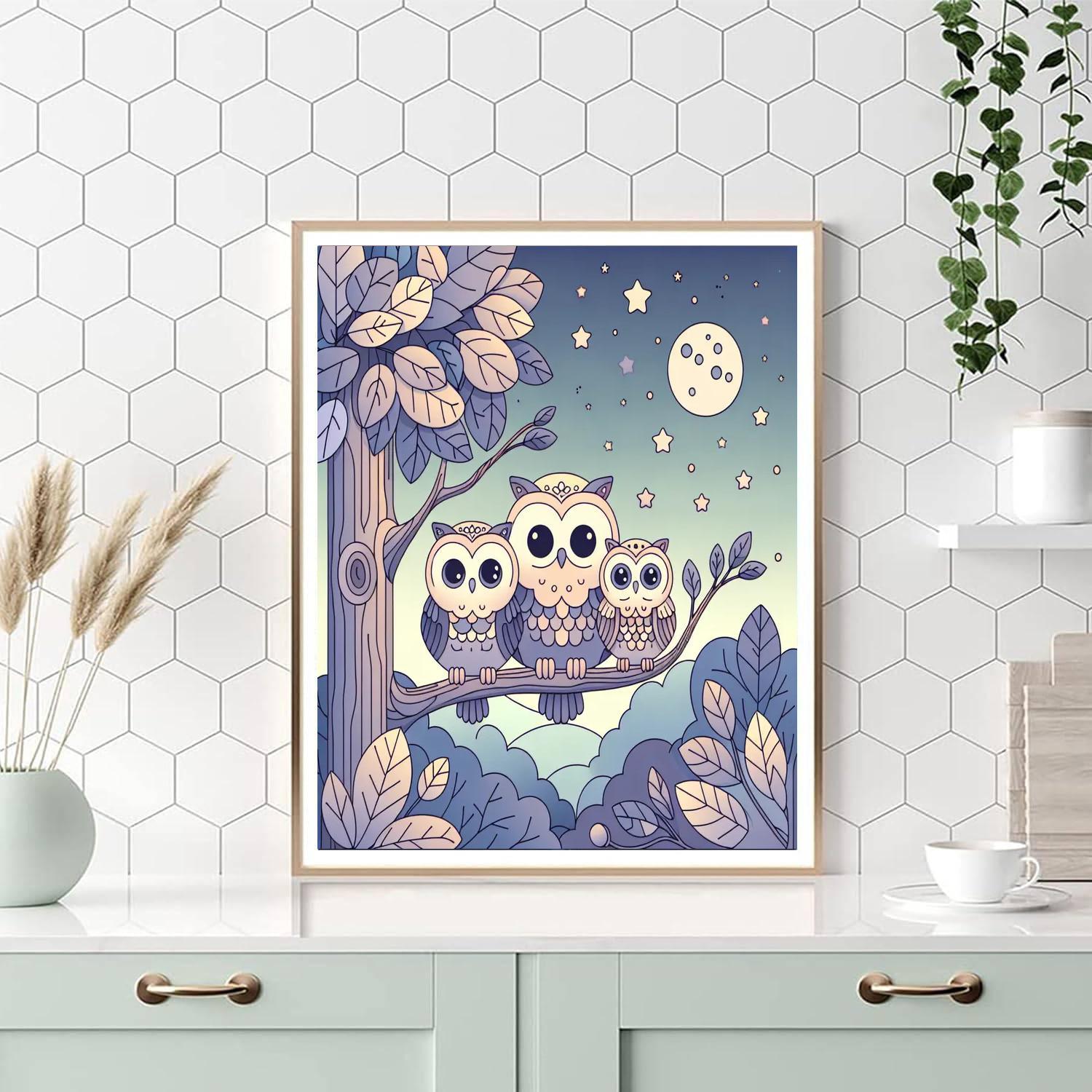 Charming Owl Family Paint By Numbers Kits