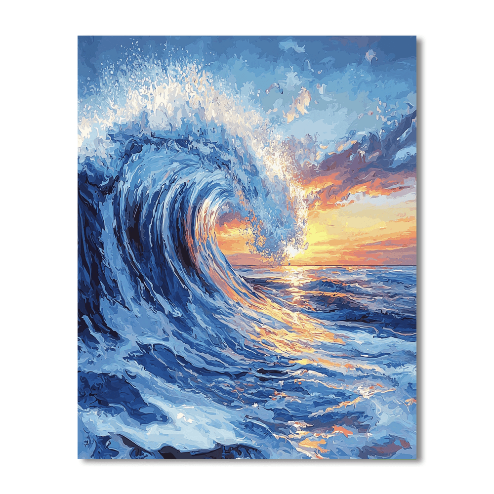 Katsushika Hokusai Inspired Waves Of Tranquility  Painting By Numbers Kit