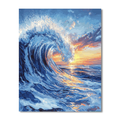 Katsushika Hokusai Inspired Waves Of Tranquility  Painting By Numbers Kit