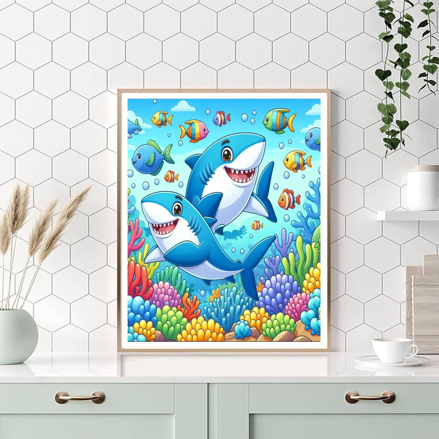 Silly Shark Friends Paint By Color