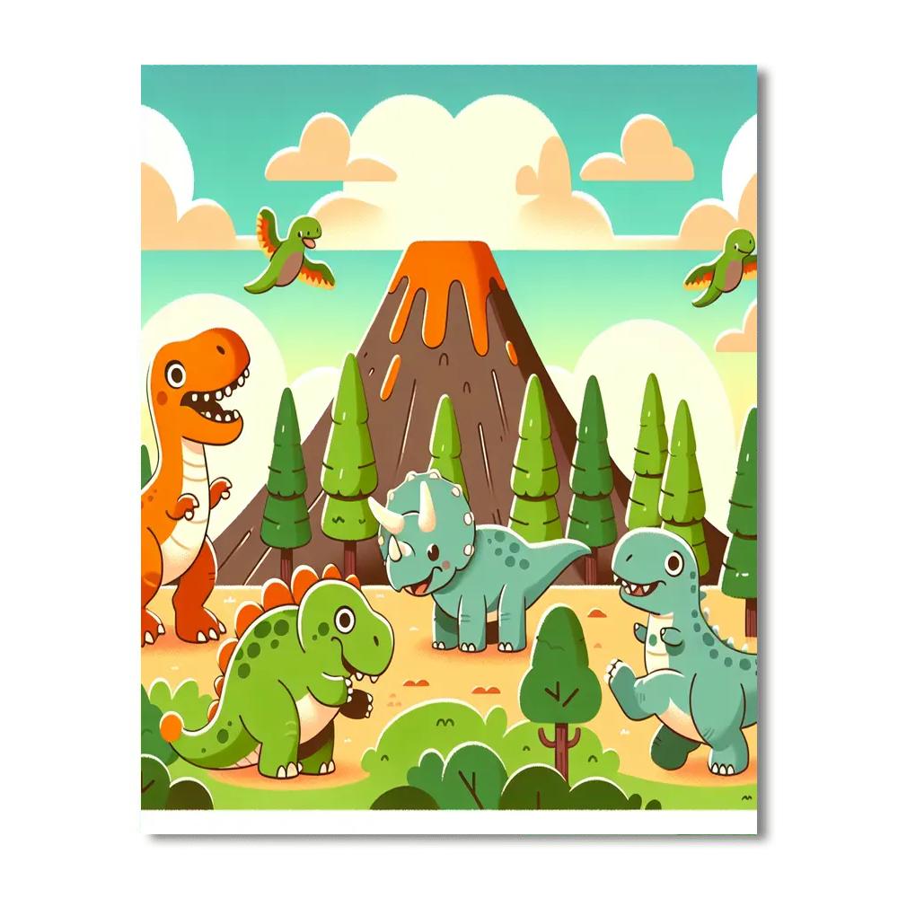 Prehistoric Playground Paint By Numbers Art