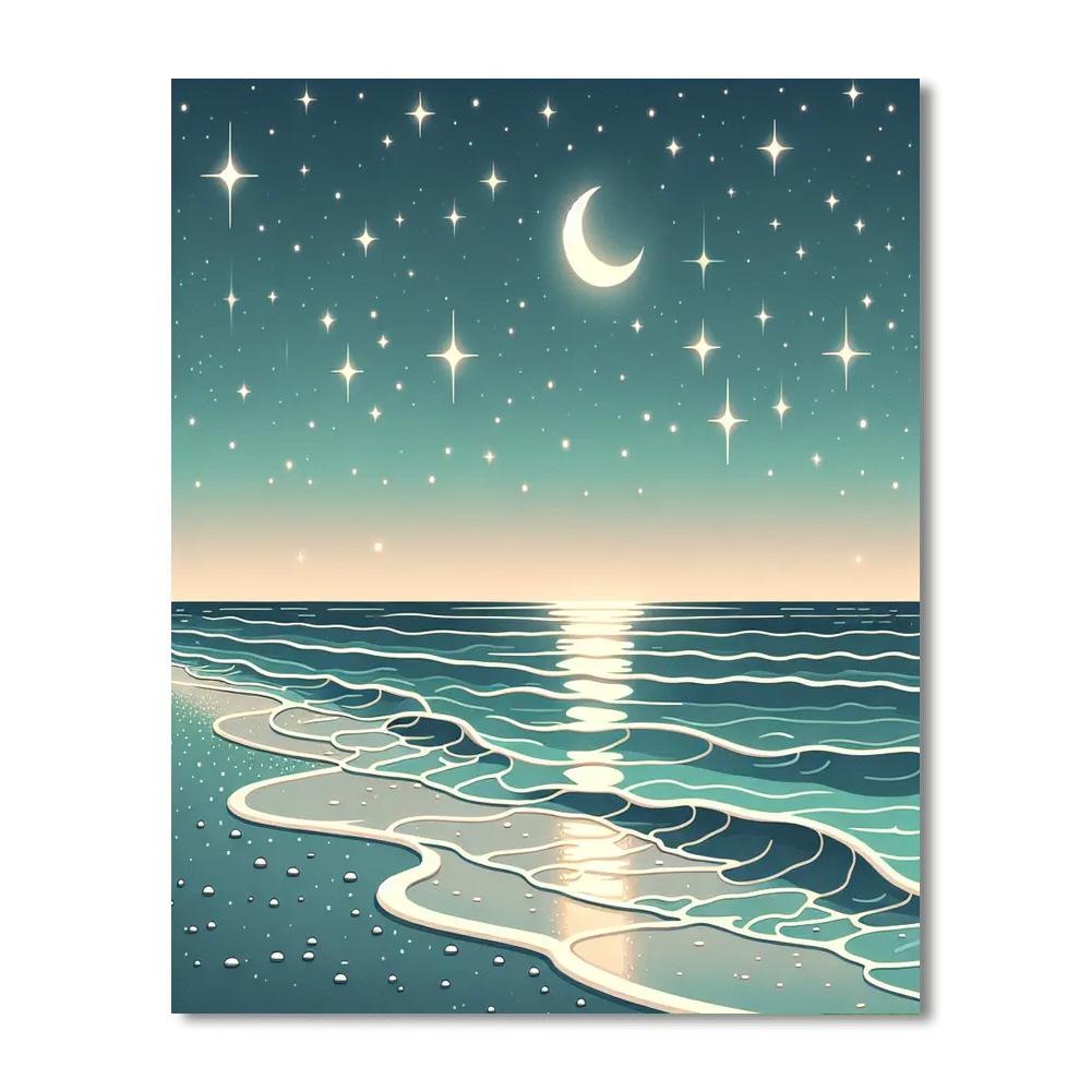 Seaside Starlight Stroll Paint By Numbers Art