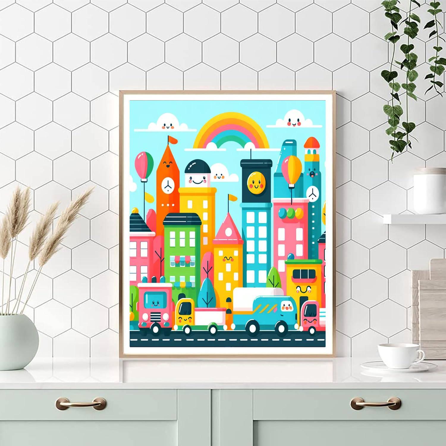 Cheerful Cityscape Paint By Color