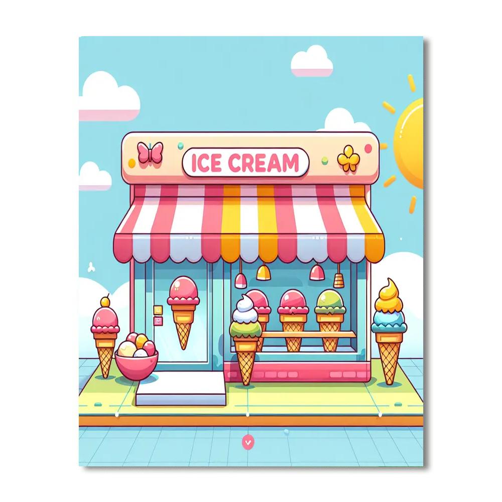 Funky Ice Cream Parlor Paint By Number