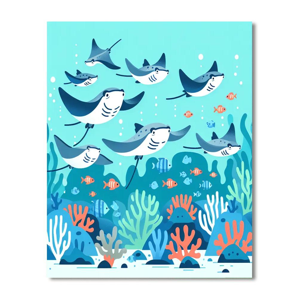 Magical Manta Ray Reef Paint By Numbers Art