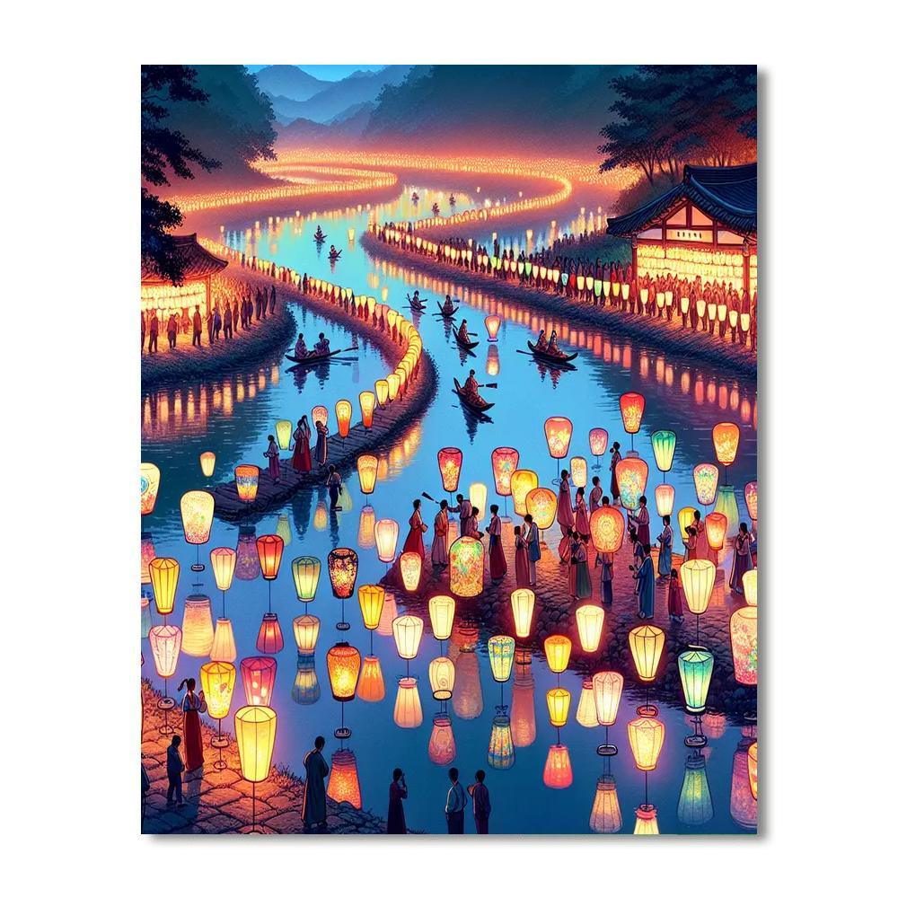 Korean Lantern Festival - South Korea Paint By Numbers Kits