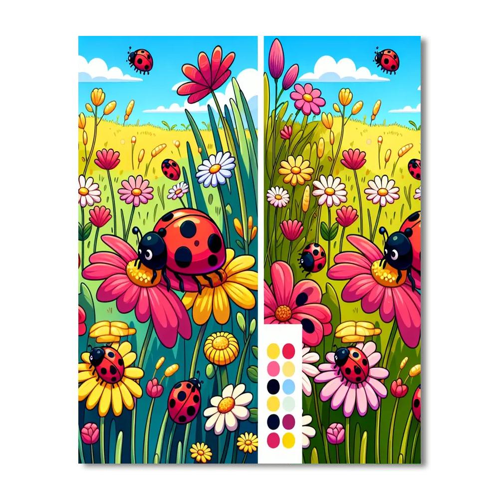 Lovely Ladybug Meadow Painting Number Kit