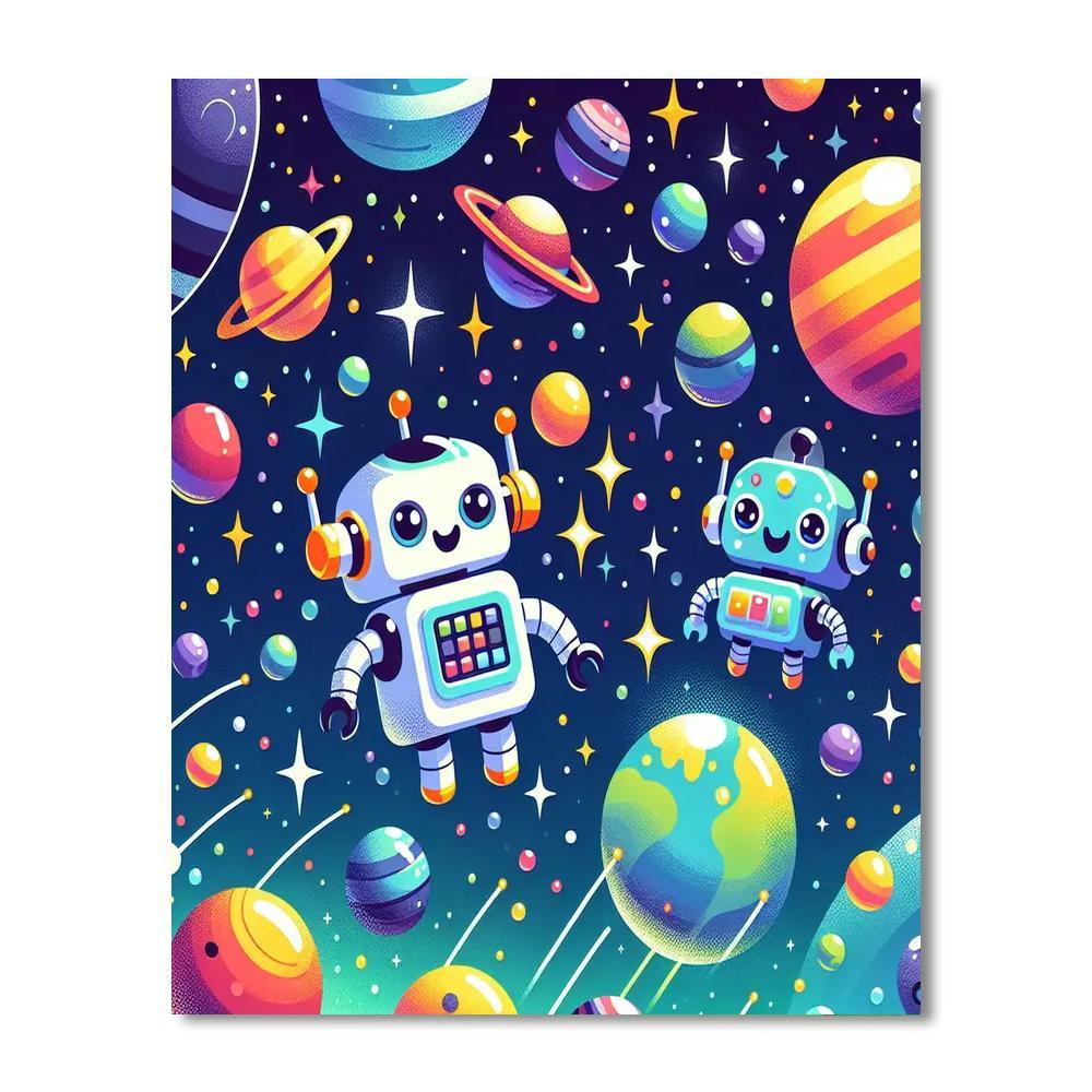 Robots In Space Numbered Painting Kits
