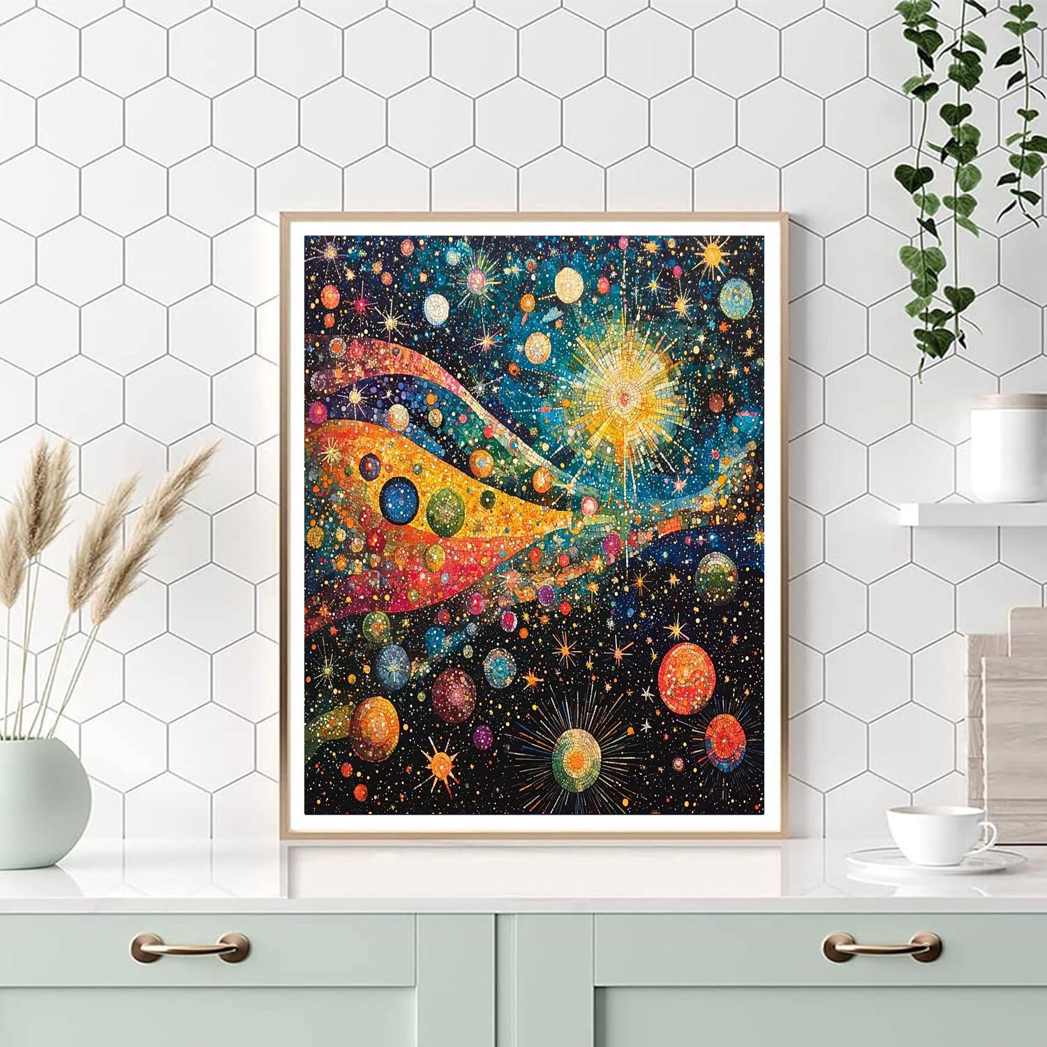 Paul Klee Inspired Ethereal Celestial Constellations  Number Painting