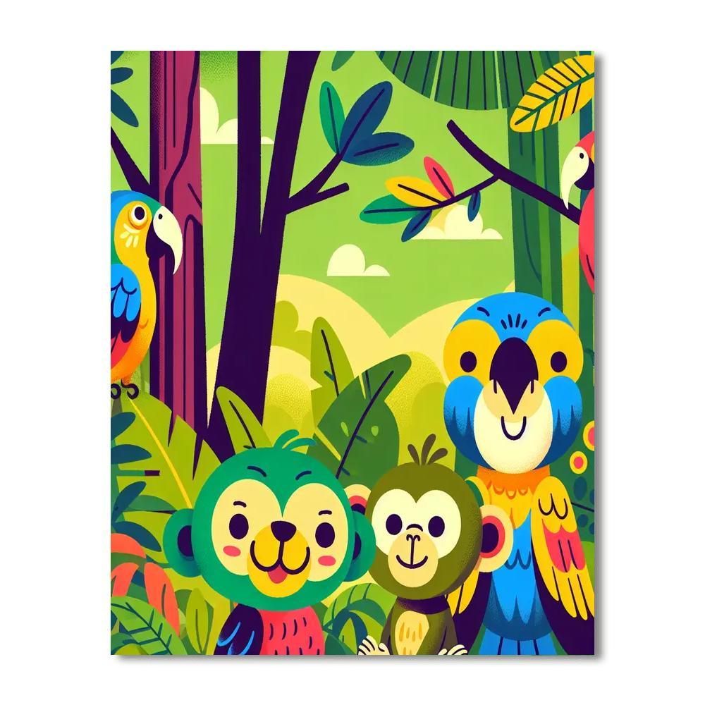 Tropical Rainforest Safari Paint By Numbers Art