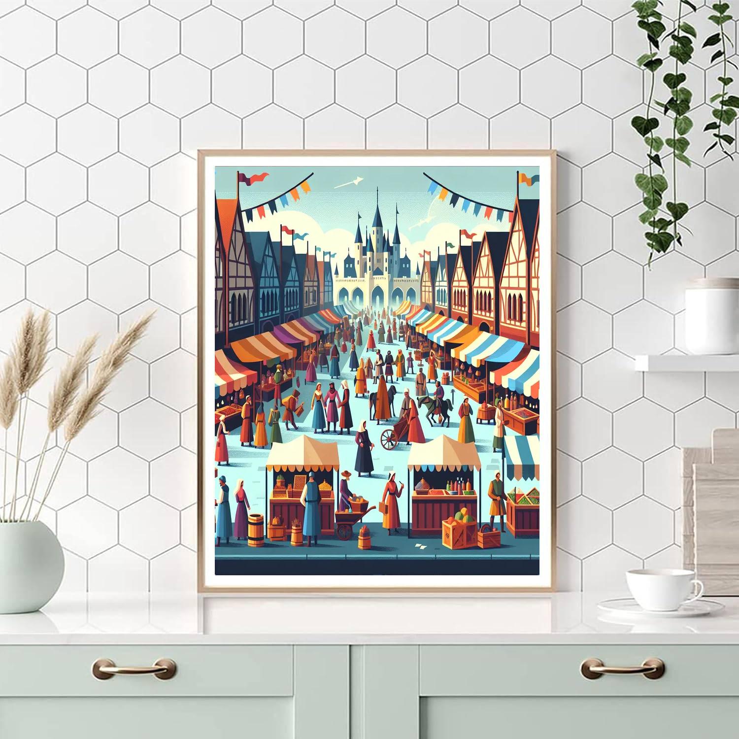 Medieval Market Fair Painting By Numbers Kit