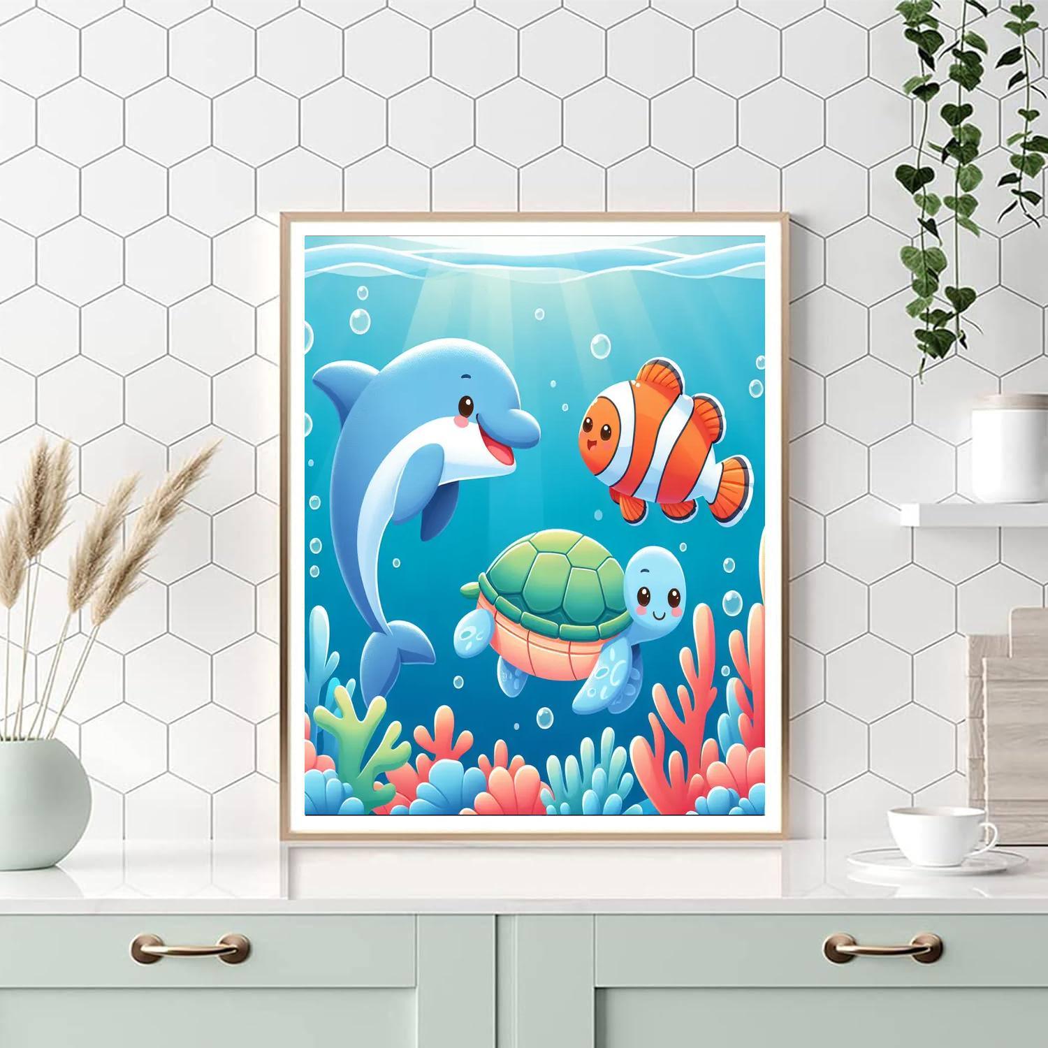 Cute Ocean Creatures DIY Paint By Numbers