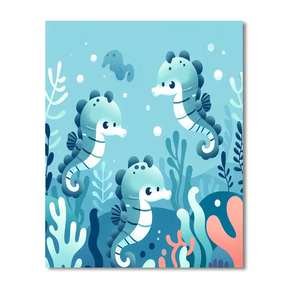 Shy Seahorses Numbered Painting Kits
