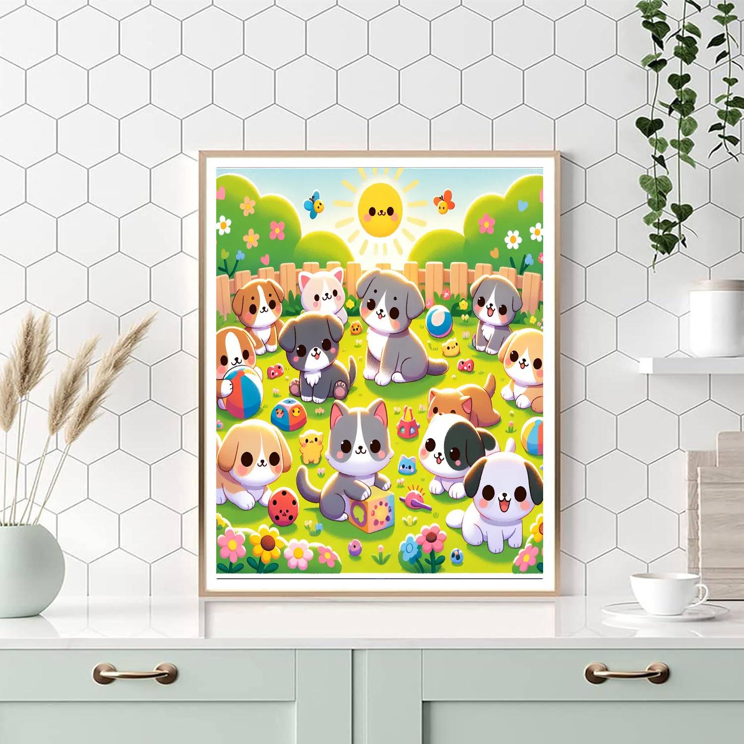 Cute Kittens And Pups Number Painting