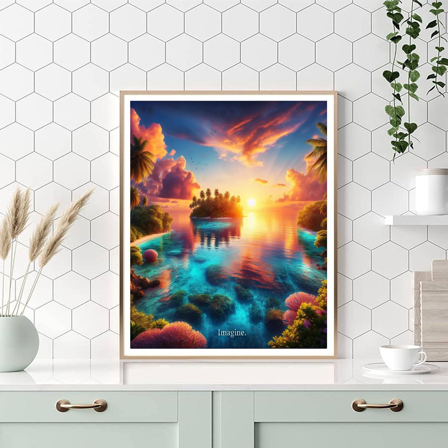 Exotic Island Sunrise Paint By Numbers Art