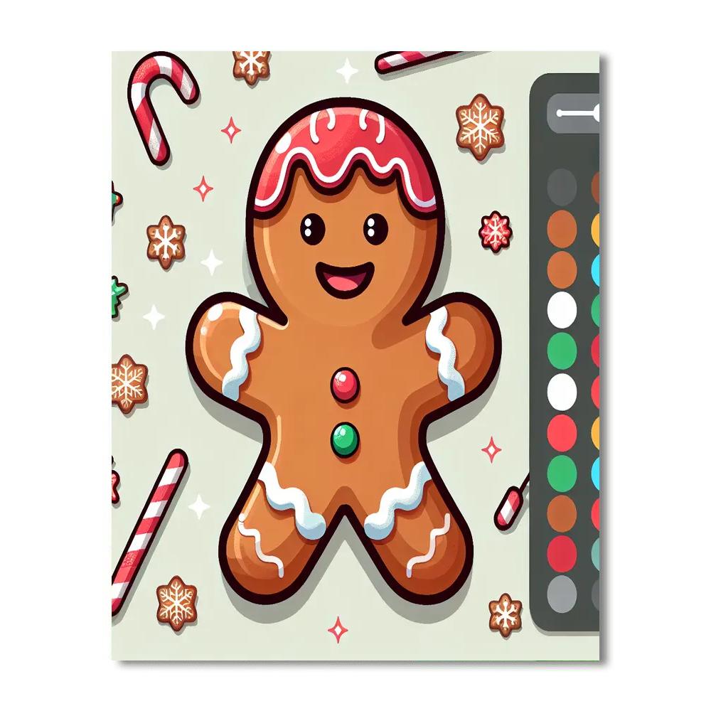 Cheerful Gingerbread Man Numbered Painting Kits