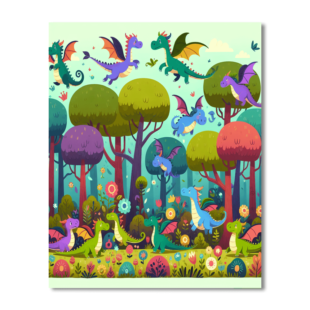 Mystic Dragon Forest Paint By Color