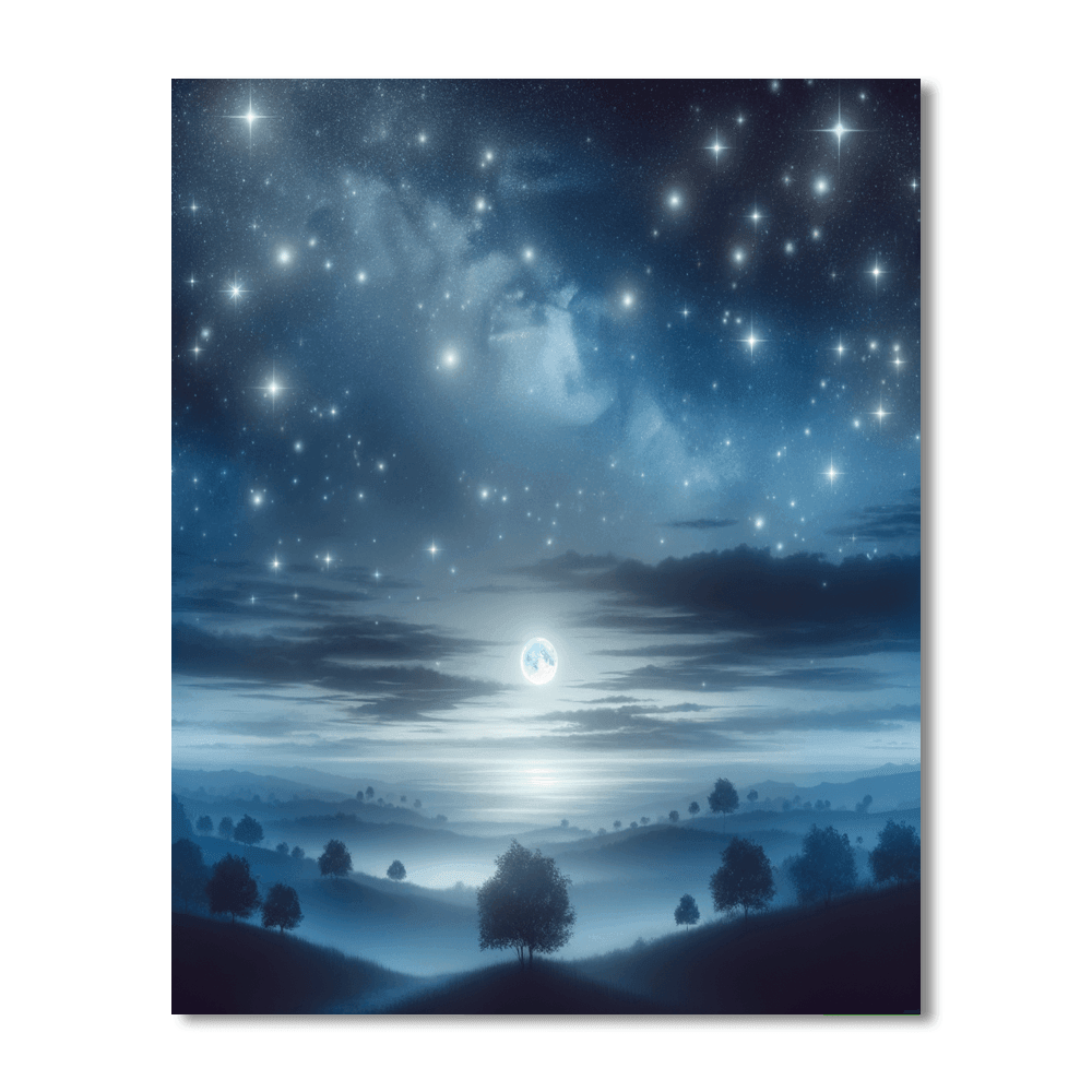Moonlit Starry Sky Number Painting