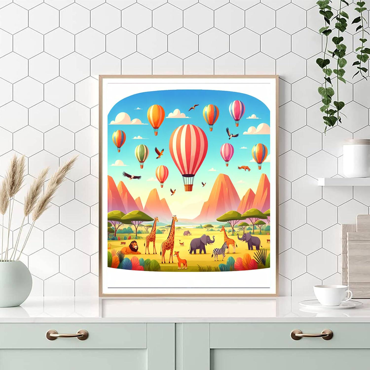 Adventurous Balloon Safari Paint By Numbers Art