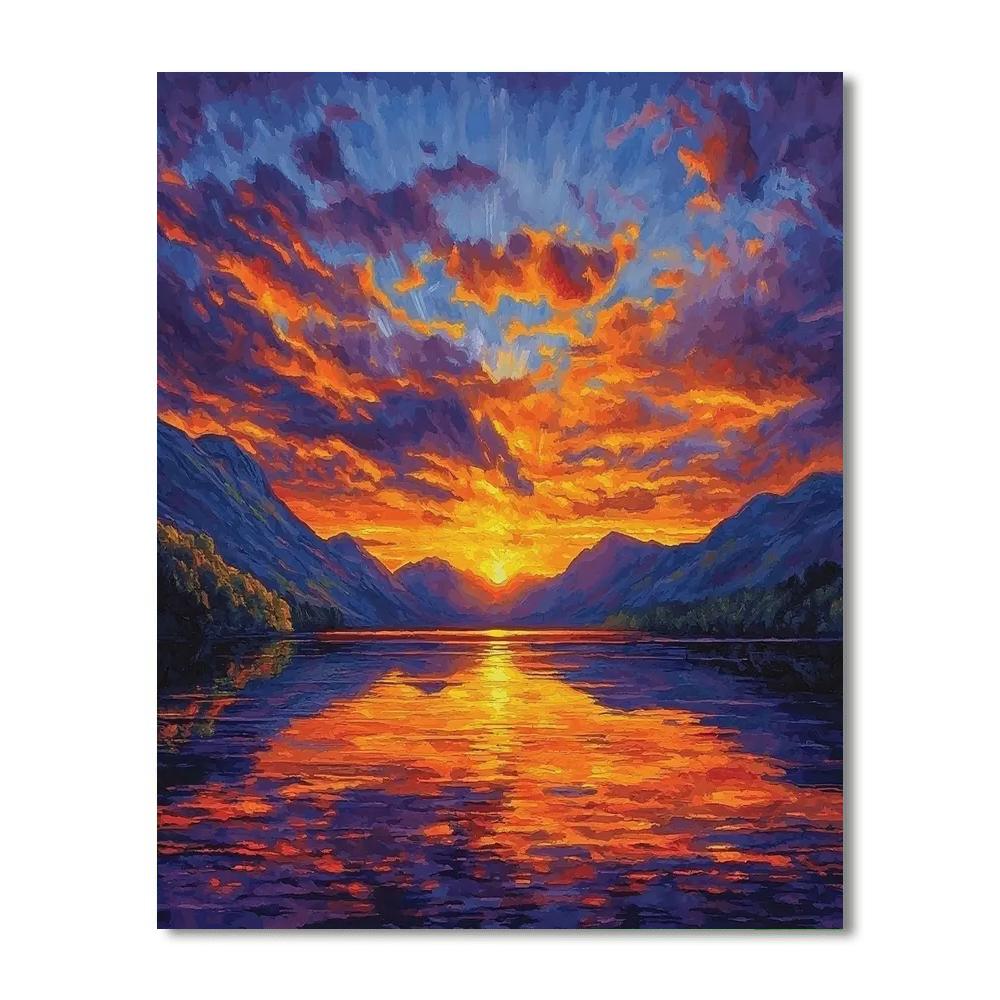 J.M.W. Turner Inspired Melancholic Sunset Over Mountains  Paint By Numbers Kits