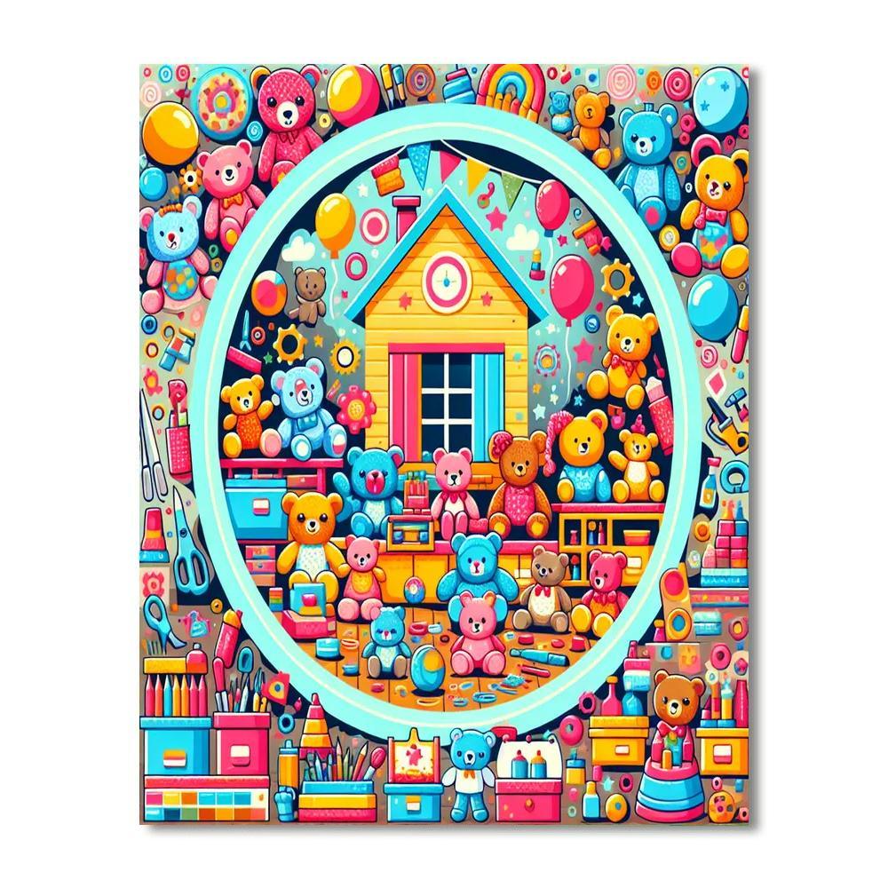 Cheerful Toy Workshop Paint By Numbers Kits