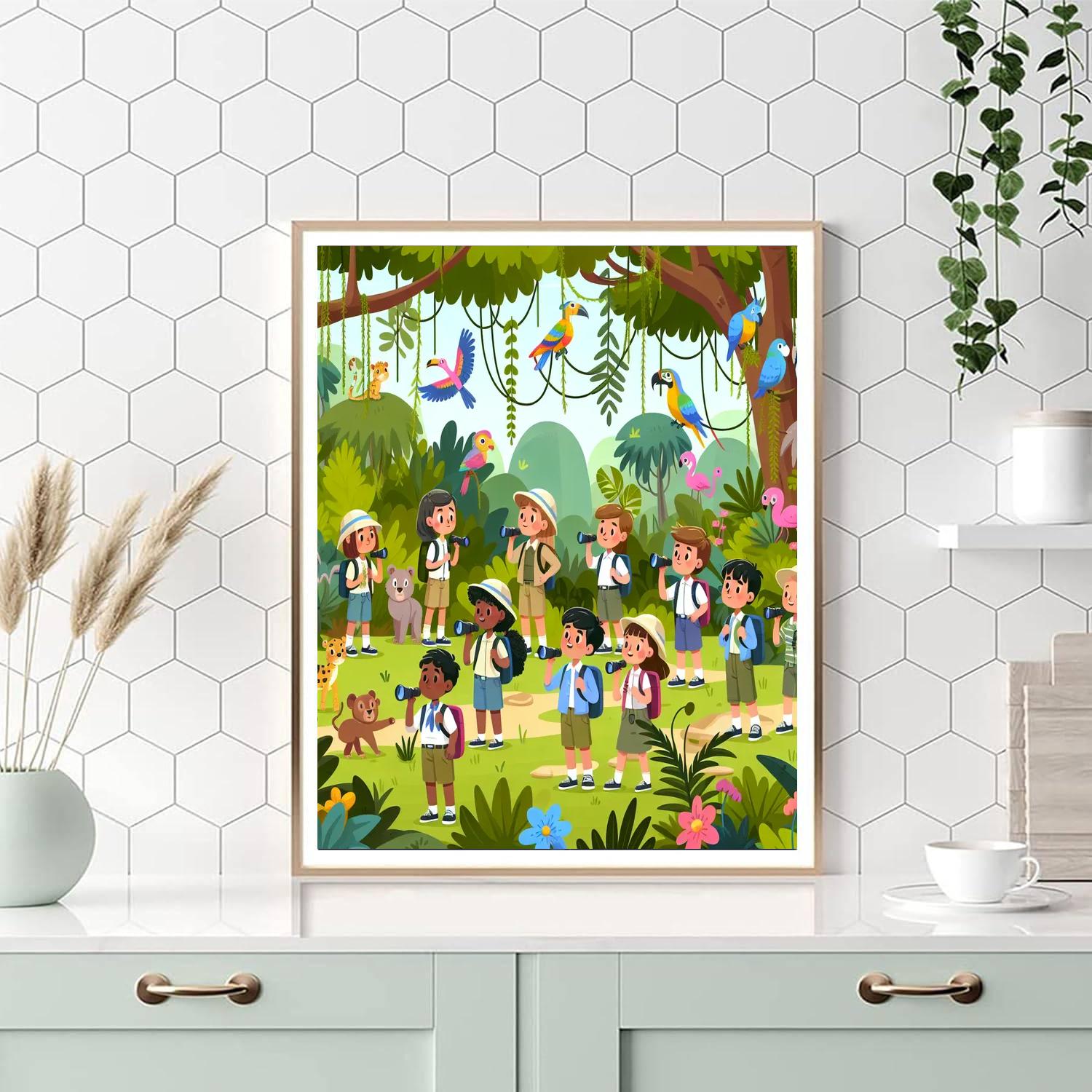 Rainbow Jungle Trek Painting Number Kit