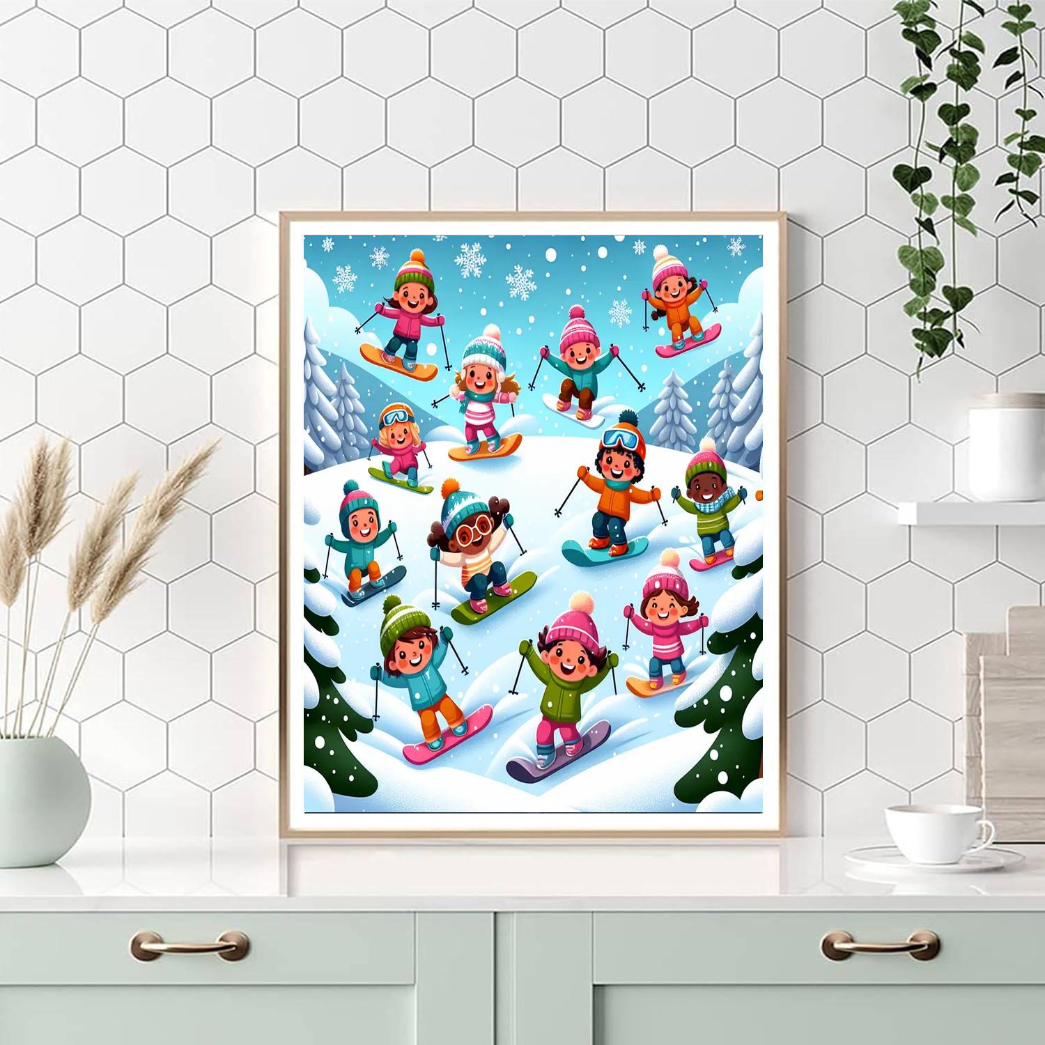 Winter Sports Fun Paint By Numbers Art