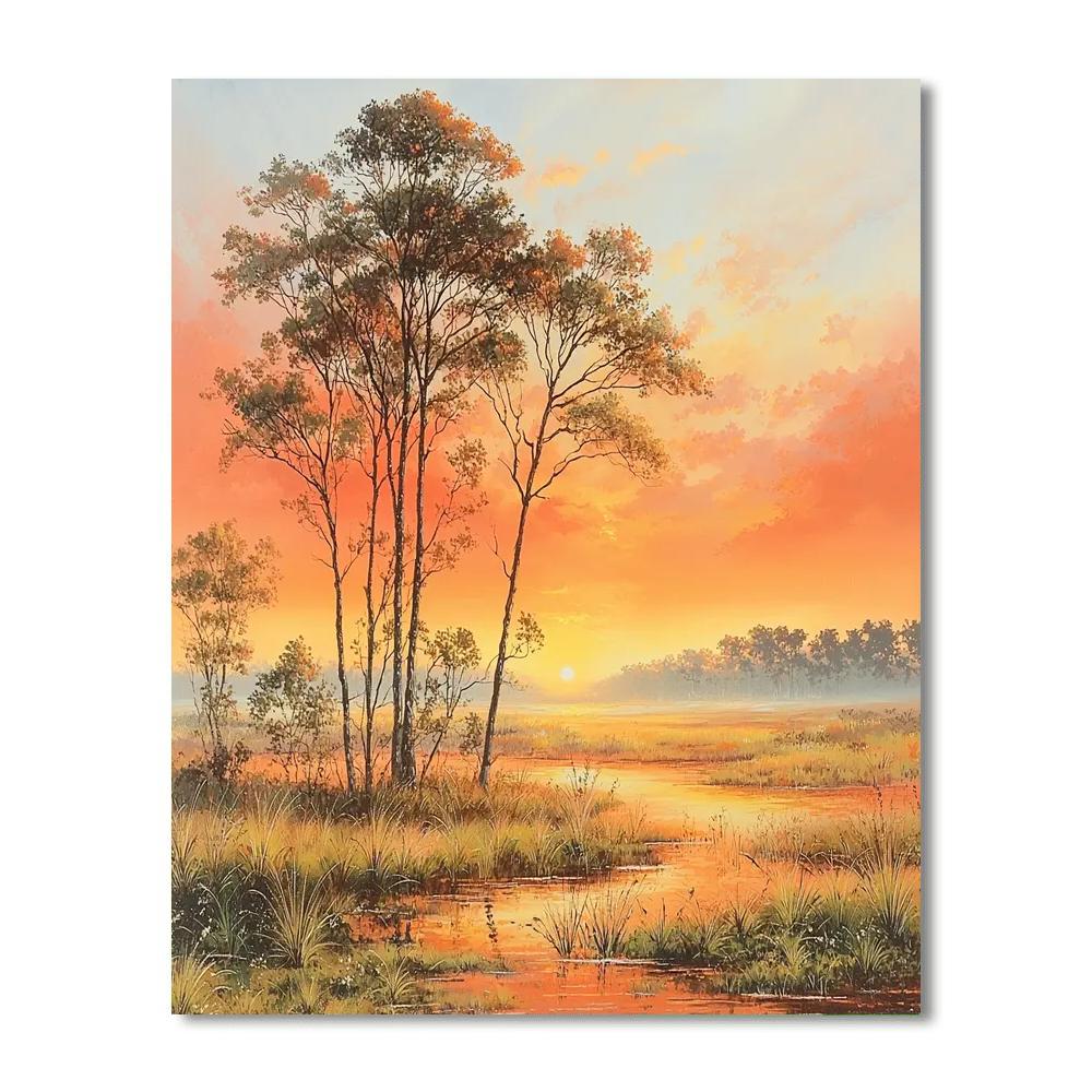 Nandalal Bose Inspired Sunrise Over Hills  Painting Number Kit