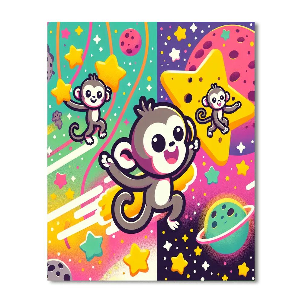 Silly Space Monkeys Number Painting