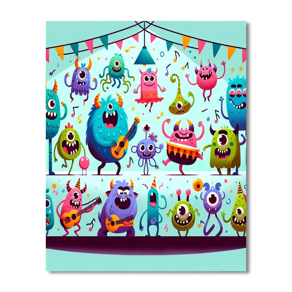 Funky Monster Festival Number Painting