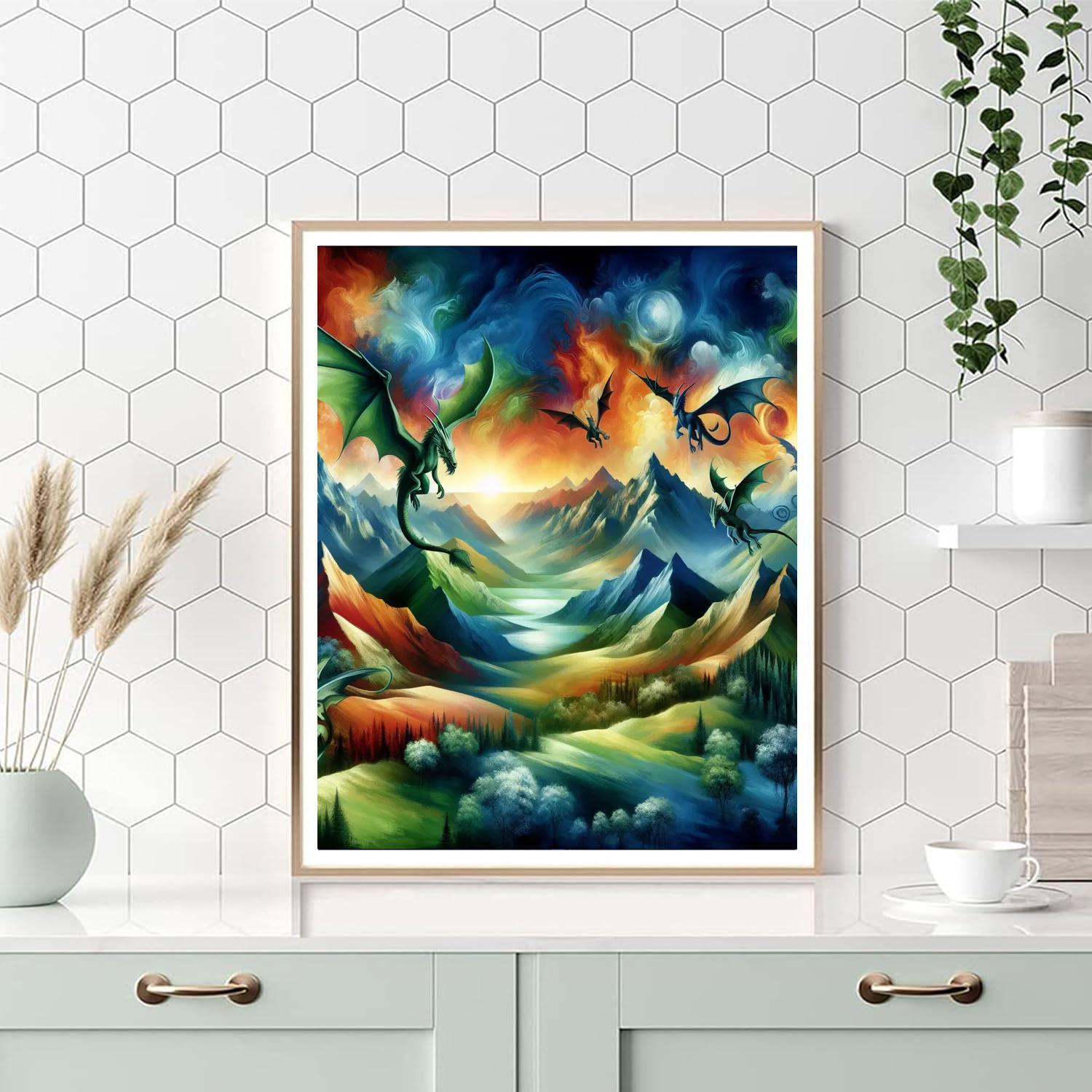 Mysterious Dragon Realm Numbered Painting Kits