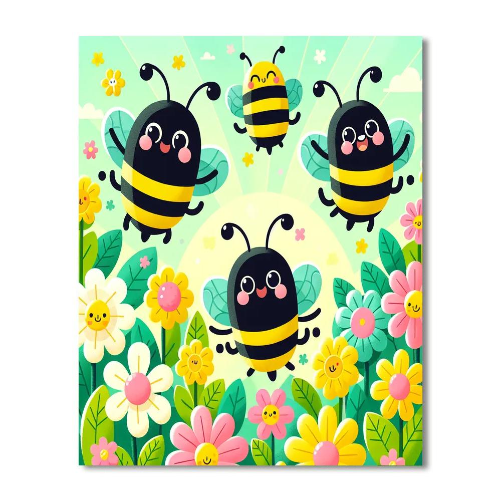 Buzzy Bees In Bloom Paint By Numbers Art