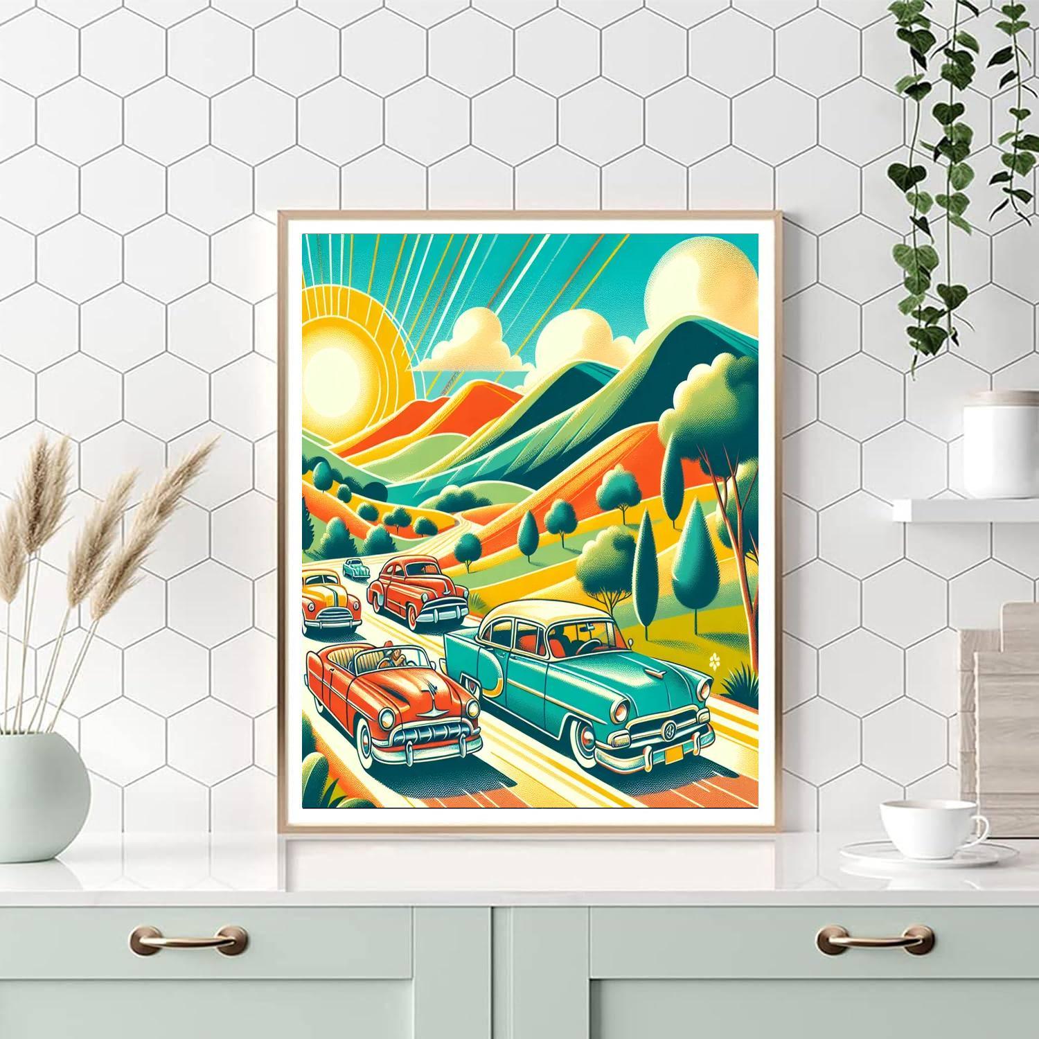 Retro Summer Road Trip Paint By Color