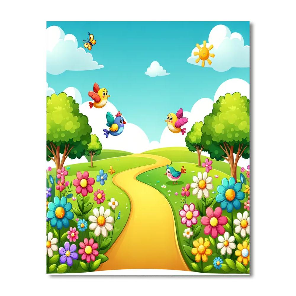 Springtime Blossom Trail Paint By Numbers Art