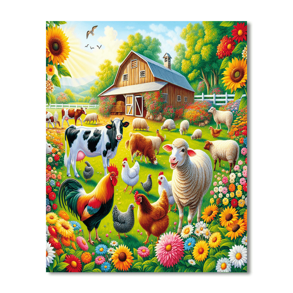 Whimsical Farmyard Scene Paint By Number