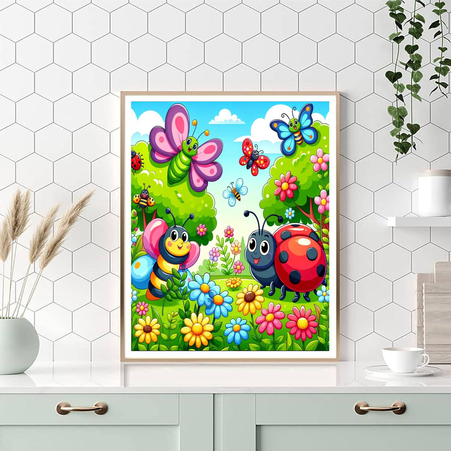 Garden Of Friendly Bugs Paint By Numbers Art
