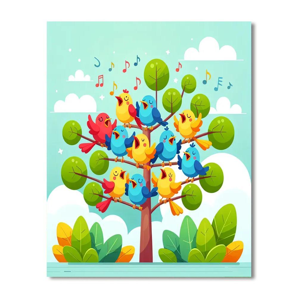 Cheerful Bird Chorus Paint By Number