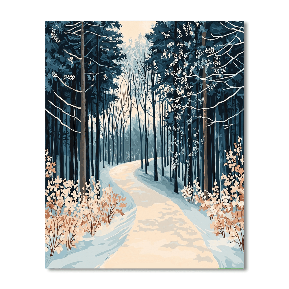 Caspar David Friedrich Inspired Winter Forest Trail  Paint By Color