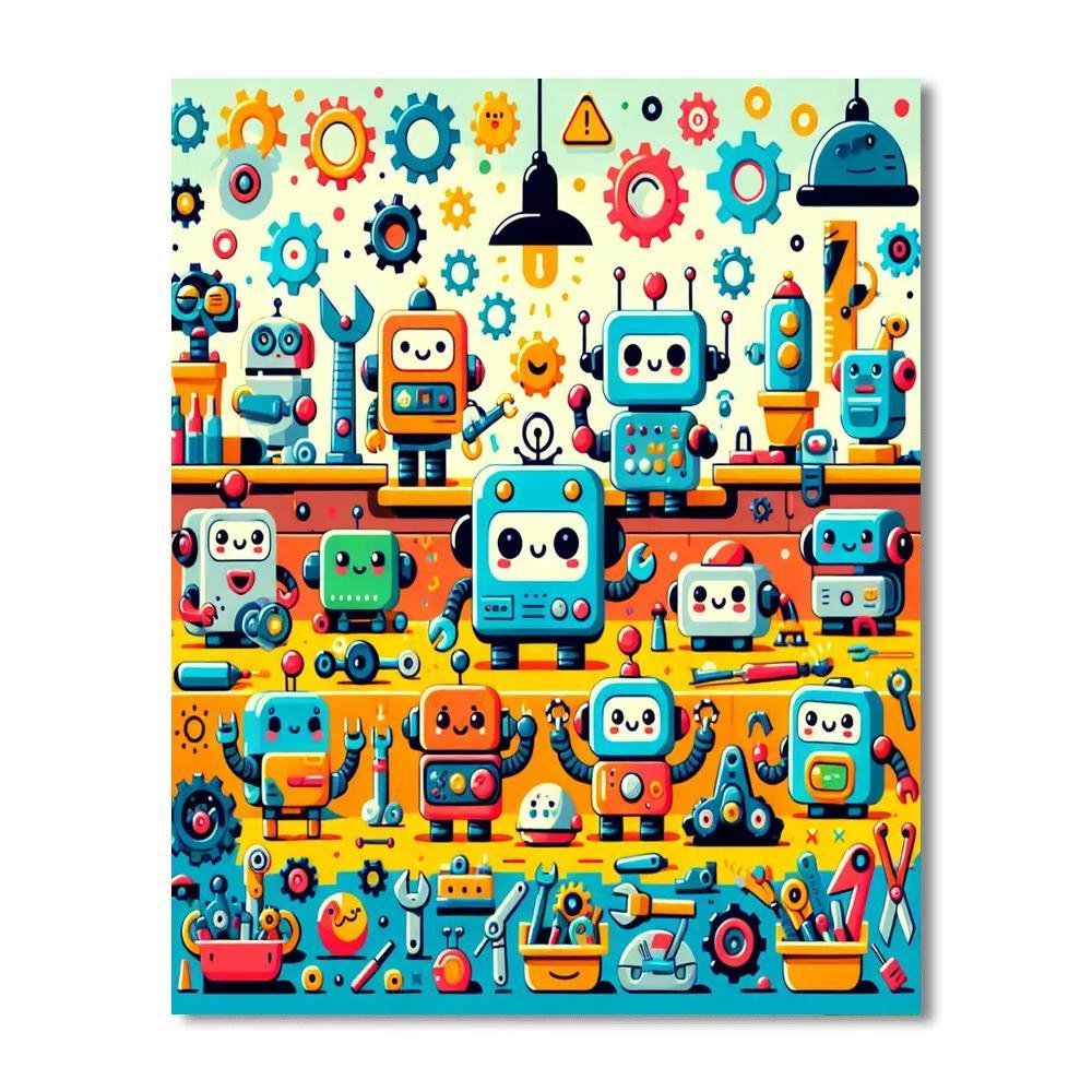 Silly Robot Inventions Paint By Numbers Art