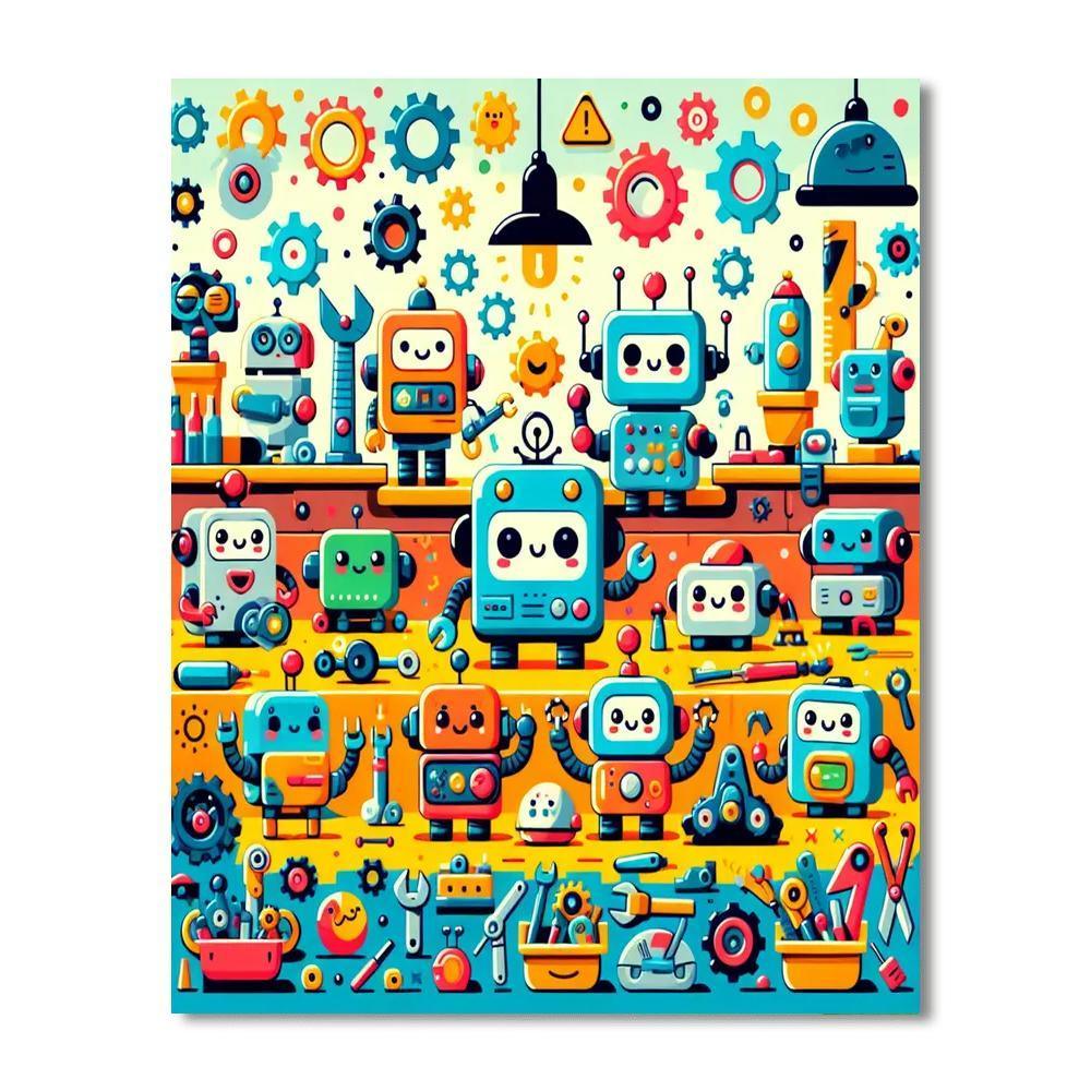 Silly Robot Inventions Paint By Numbers Art