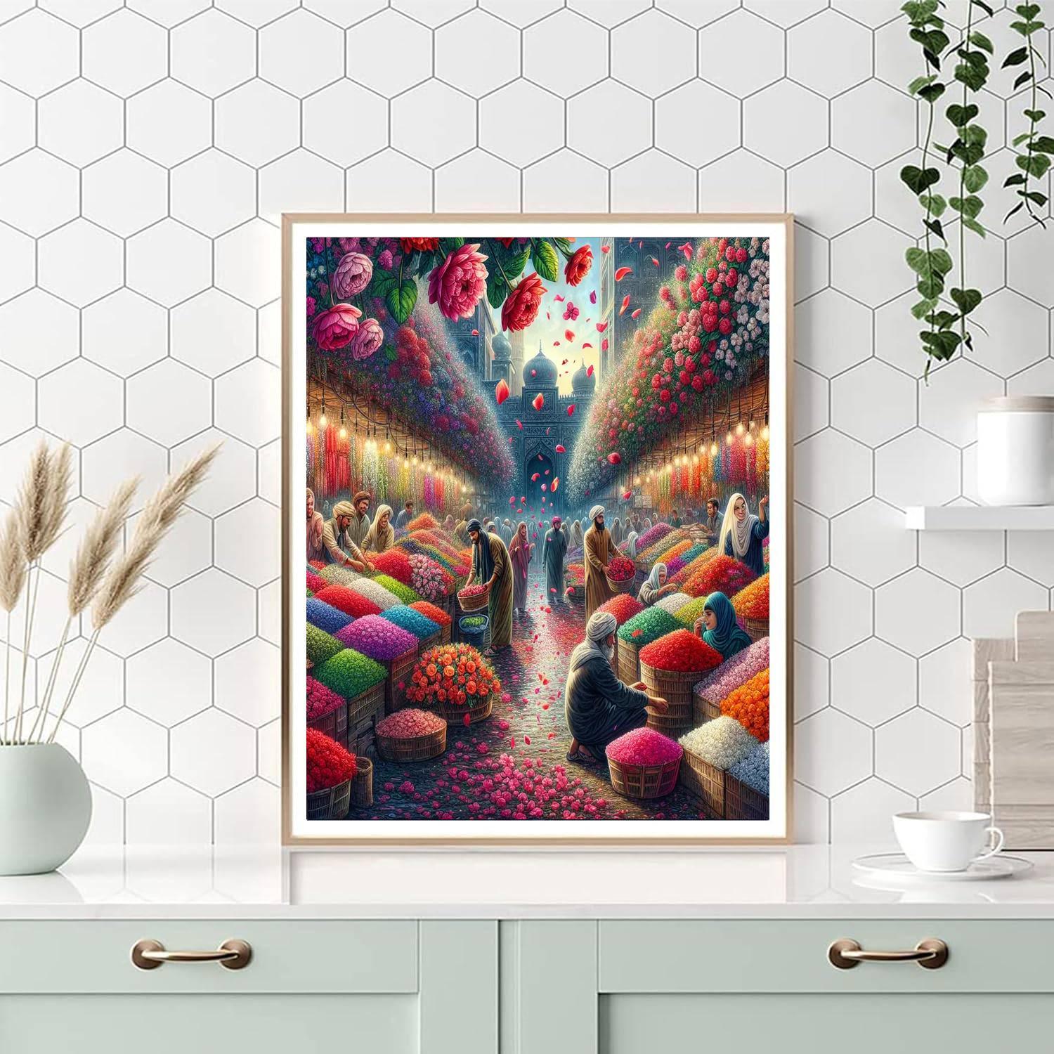 Vivid Flower Market Bazaar Paint By Numbers Kits