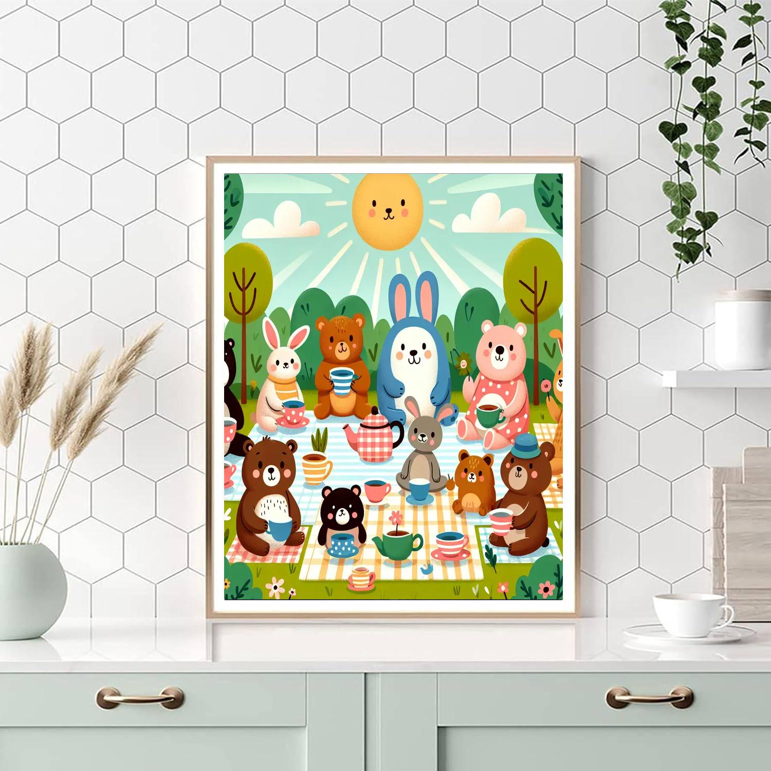 Animal Tea Party Paint By Numbers Art