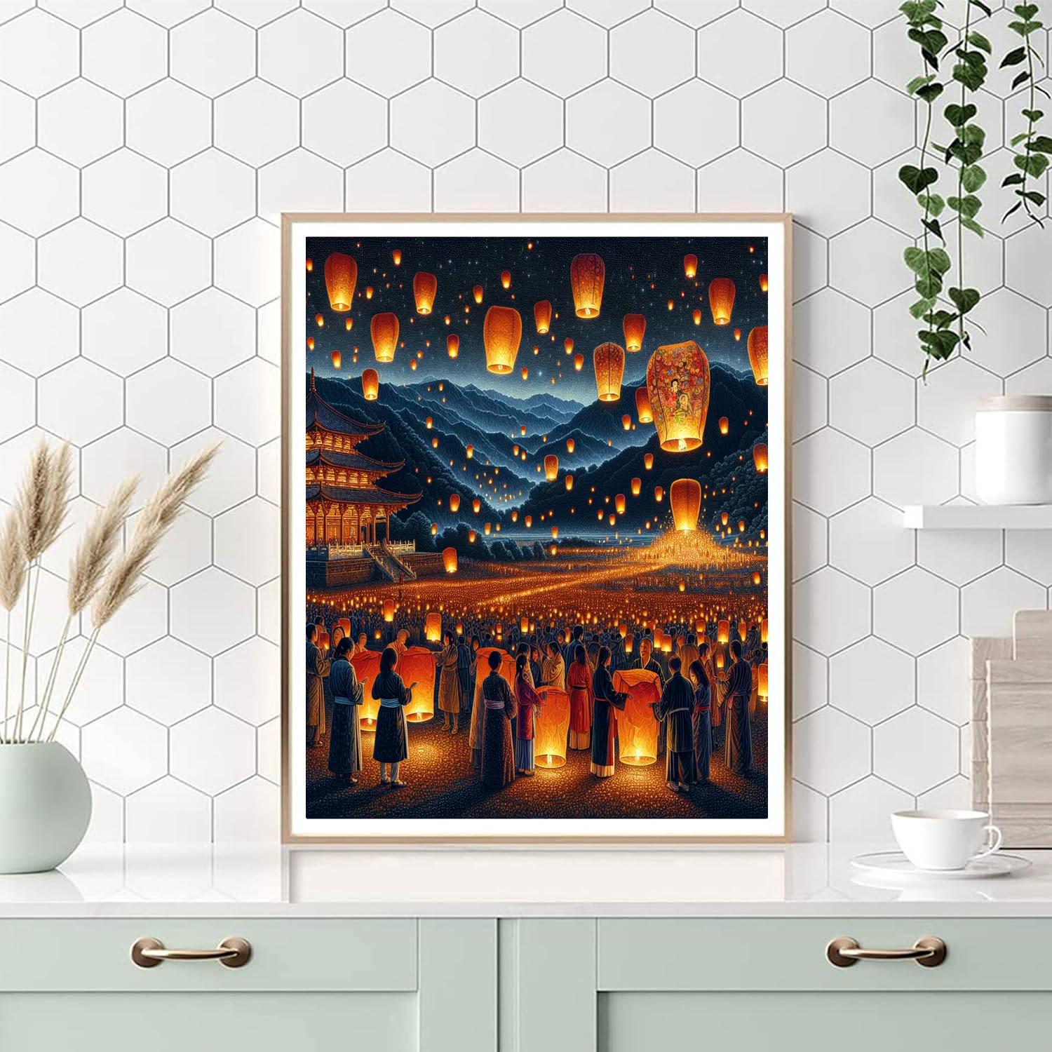 Pingxi Sky Lantern Festival - New Taipei City, Taiwan Painting Number Kit