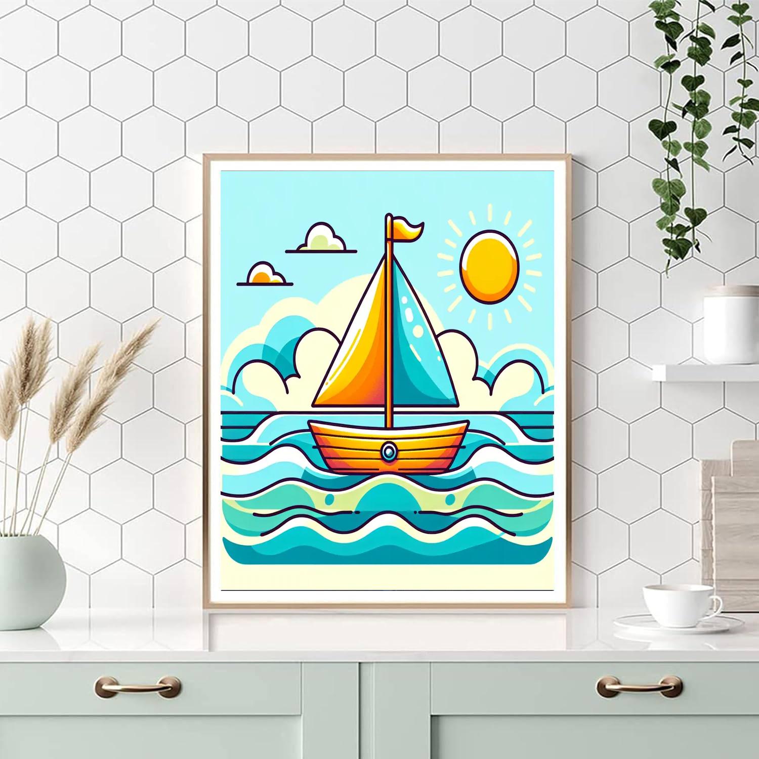 Seaside Sailboat Paint By Numbers Art