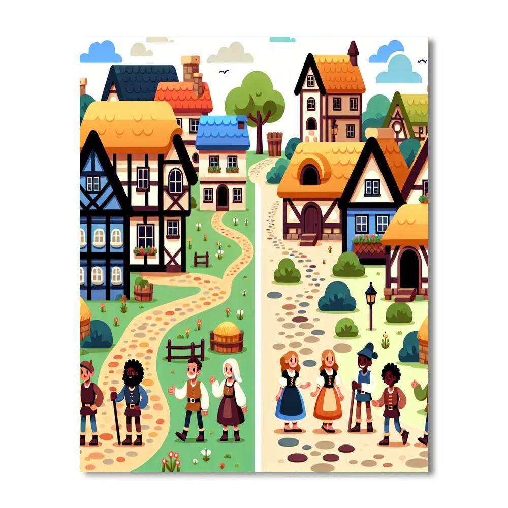 Medieval Fairytale Village Painting Number Kit