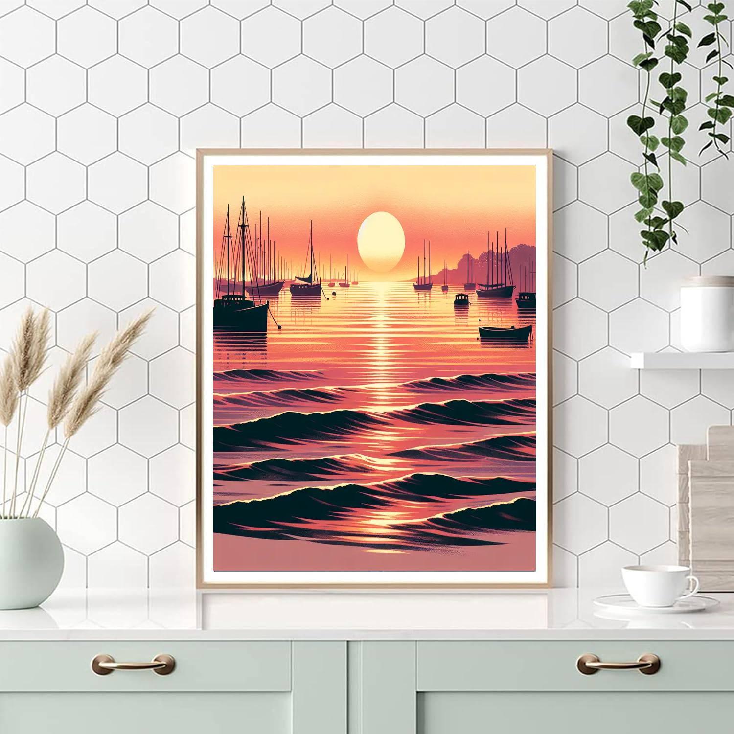 Nostalgic Harbor Sunset Paint By Numbers